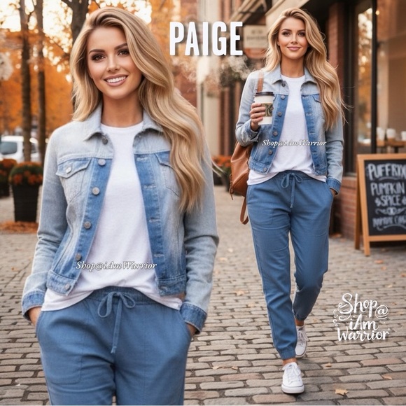 Paige ombrรฉ color block cropped denim jacket *shop@iamwarrior - Picture 1 of 10